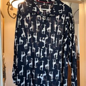 Talbots Navy and White Giraffe Print Blouse and Lane Bryant Cami